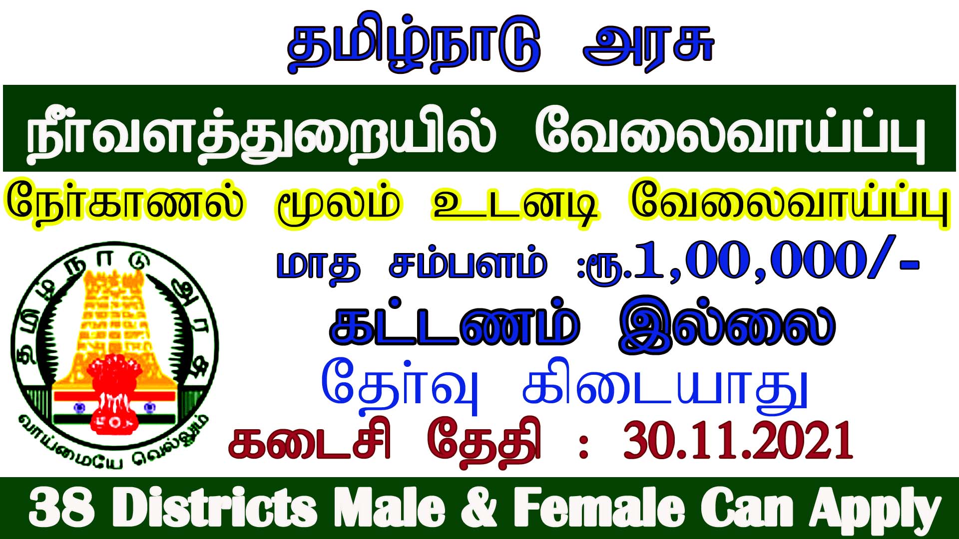 TN Govt Water Resources Department Recruitment 2021